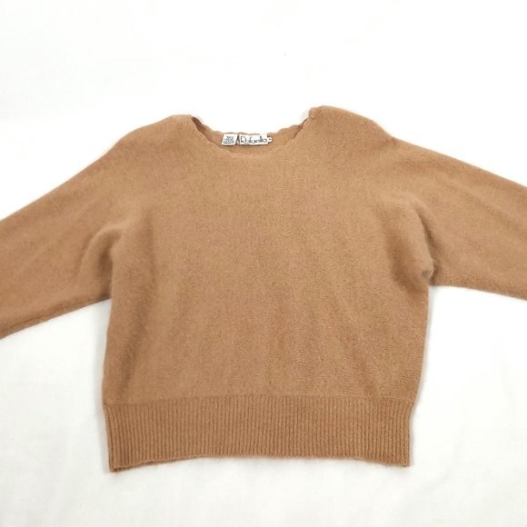 Rafaella Camel Scallop Neck Lambs Wool/Rabbit Hair Sweater - Picture 9 of 16